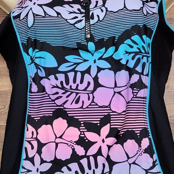 Zero Posur Tropical Print Swim Suit Size 18.5 - Picture 5 of 16